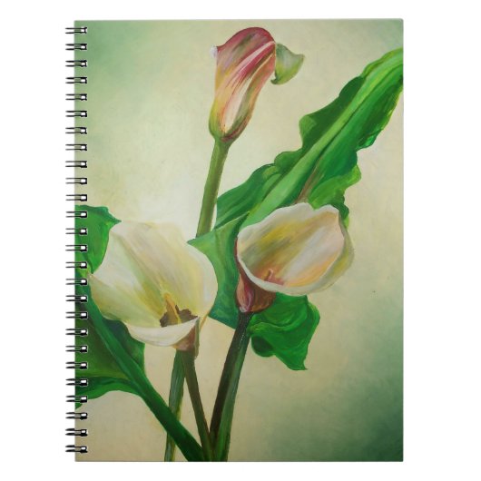 Drie Calla Lilies die botanisch acryl Notitieboek (Voorkant)