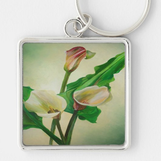Drie Calla Lilies die botanisch acryl Sleutelhanger (Voorkant)