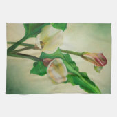 Drie Calla Lilies die botanisch acryl Theedoek (Horizontaal)