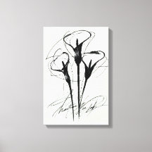 Drie Callas op een Rij | Minimaal Botanisch Canvas