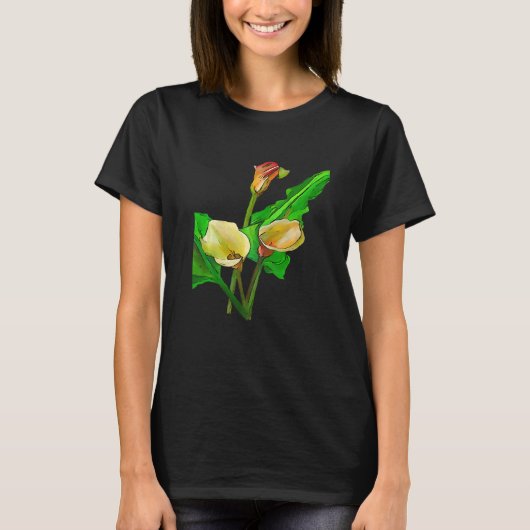 Drie Calla's Zwarte Omlijning T-shirt (Voorkant)
