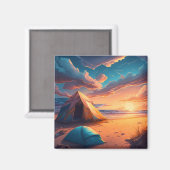 Drie camping scènes magneet (Voorkant / Achterkant)