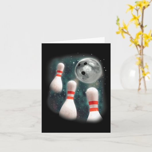 Drie Candlepin Moon 3 Bowling Pin Weird Funny Bow Kaart (Gele Bloem)