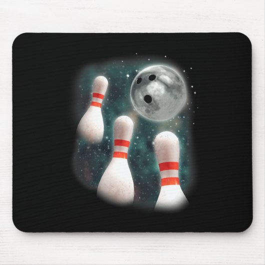 Drie Candlepin Moon 3 Bowling Pin Weird Funny Bow Muismat (Voorkant)