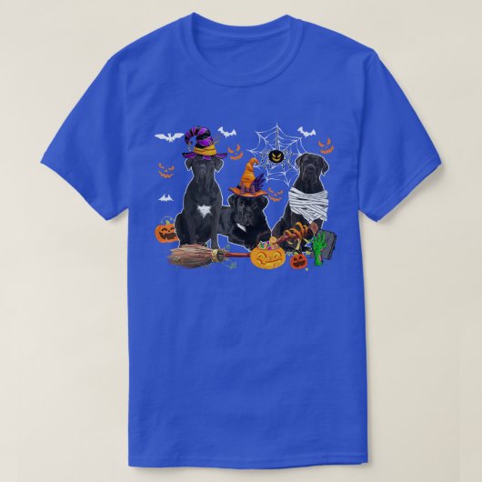 Drie Cane Corso Dogs Witch Halloween Mummy Scary T-shirt (Design voorkant)