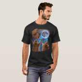 Drie capibara's huilen naar de maan rare meme t-shirt (Voorkant volledig)