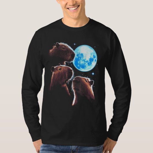 Drie Capybara Maan Grappig Capybara Mystical C T-shirt (Voorkant)