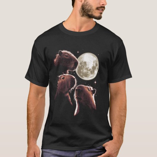 Drie Capybara Maan Grappig Capybara Mystical C T-shirt (Voorkant)