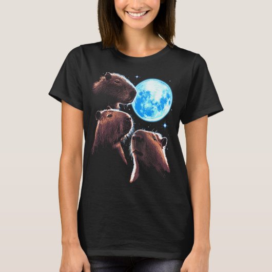 Drie Capybara Maan Grappig Capybara Mystical C T-shirt (Voorkant)