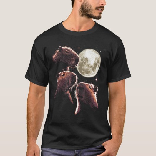 Drie Capybara Maan Grappig Capybara Mystical C T-shirt (Voorkant)