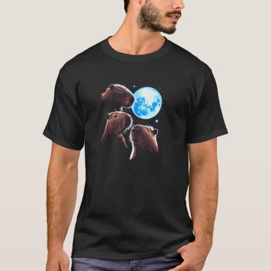 Drie Capybara Maan Grappige Capybara Meme Mystieke T-shirt (Voorkant)