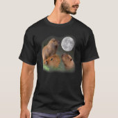 Drie Capybaras en Moon Capybara Humor Parodie T-shirt (Voorkant)