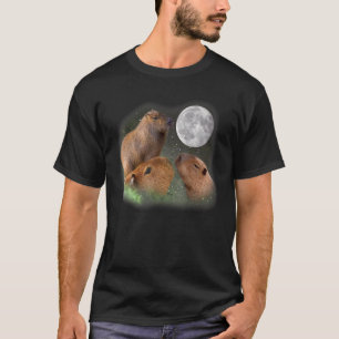Drie Capybaras en Moon Capybara Humor Parodie T-shirt