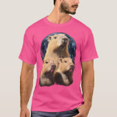 Drie Capybara's en Moon Funny Capybara Humor Capy T-shirt (Voorkant)