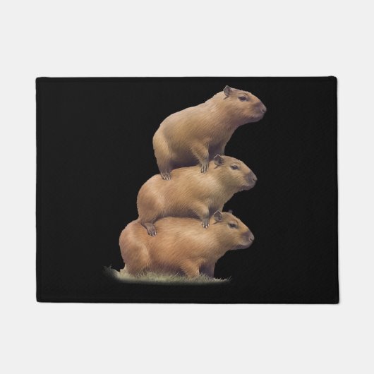 Drie Capybaras Funny Capybara Humor Stack Animal Deurmat (Voorkant)