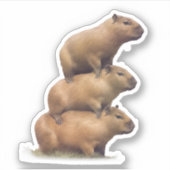Drie Capybaras Funny Capybara Humor Stack Animal Sticker (Voorkant)