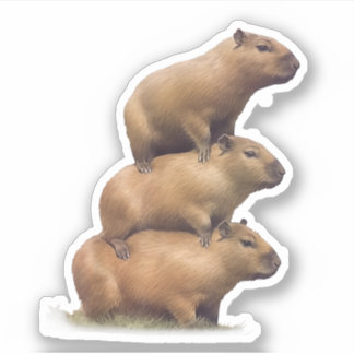 Drie Capybaras Funny Capybara Humor Stack Animal Sticker