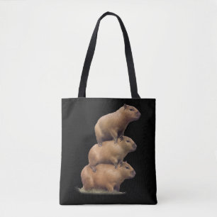 Drie Capybaras Funny Capybara Humor Stack Animal Tote Bag