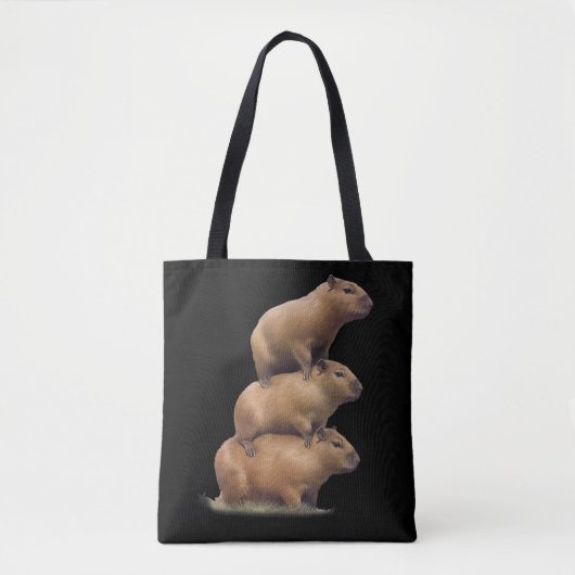 Drie Capybaras Funny Capybara Humor Stack Animal Tote Bag (Voorkant)