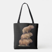 Drie Capybaras Funny Capybara Humor Stack Animal Tote Bag (Achterkant)