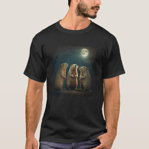 Drie Capybaras-howling op de maan T-shirt