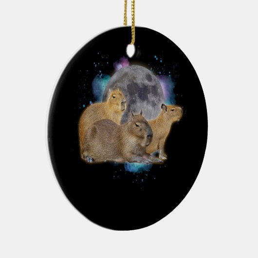 Drie Capybaras Maan Grappig Capybara Mystical Keramisch Ornament (Rechts)