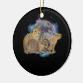 Drie Capybaras Maan Grappig Capybara Mystical Keramisch Ornament (Links)