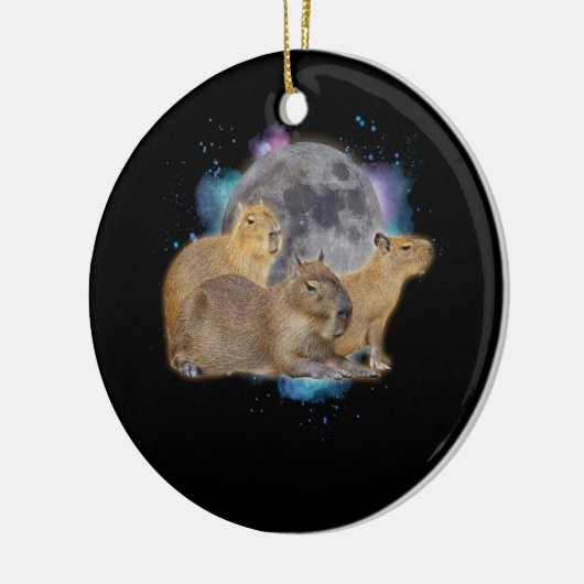Drie Capybaras Maan Grappig Capybara Mystical Keramisch Ornament (Links)