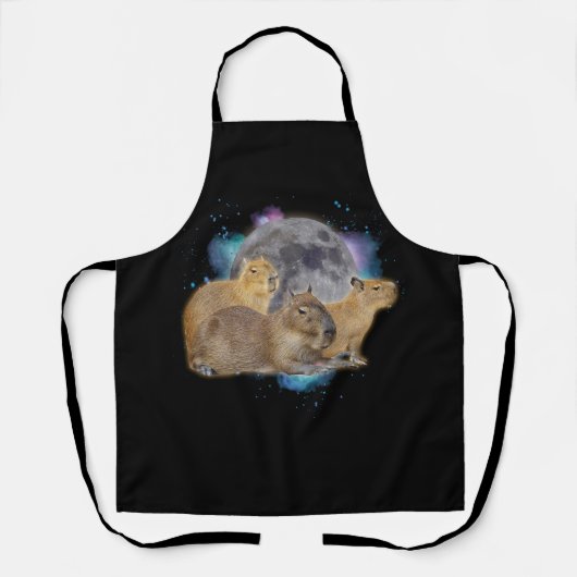 Drie Capybaras Maan Grappig Capybara Mystical Schort (Voorkant)