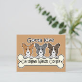 Drie Cardigan Welsh Corgis Briefkaart (Staand voorkant)