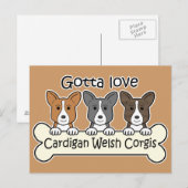 Drie Cardigan Welsh Corgis Briefkaart (Voorkant / Achterkant)