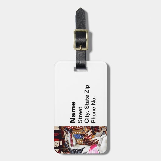 Drie carrouselpaarden close-up Bagagelabel (Voorkant verticaal)