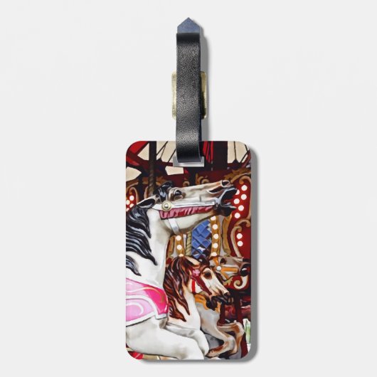 Drie carrouselpaarden close-up Bagagelabel (Achterkant verticaal)