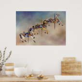 Drie Carrouselpaarden Posters, fijne kunst Poster (Keuken)