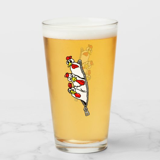 Drie Cartoons Kippen Glass Glas (Voorkant gevuld)