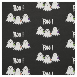 Drie Cartoons Kleine Ghost Black Fabric Stof