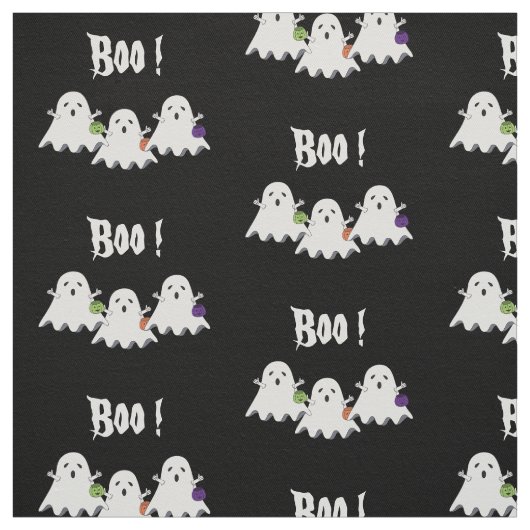 Drie Cartoons Kleine Ghost Black Fabric Stof (Swatch)