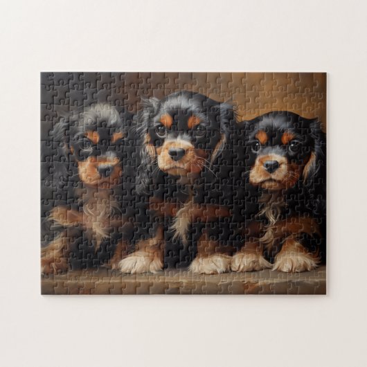 Drie Cavalier King Charles Spaniel puppies Legpuzzel (Horizontaal)