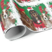 Drie Cavalier King Charles Spaniels Sneeuwvlokken Cadeaupapier (Rol Hoek)
