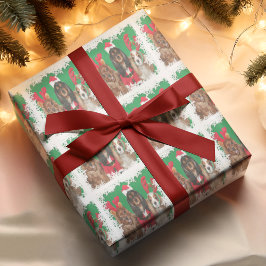 Drie Cavalier King Charles Spaniels Sneeuwvlokken Cadeaupapier