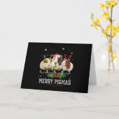 Drie cavia kerstlichtjes kerstmuts kaart (Gele Bloem)