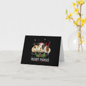 Drie cavia kerstlichtjes kerstmuts kaart (Gele Bloem)