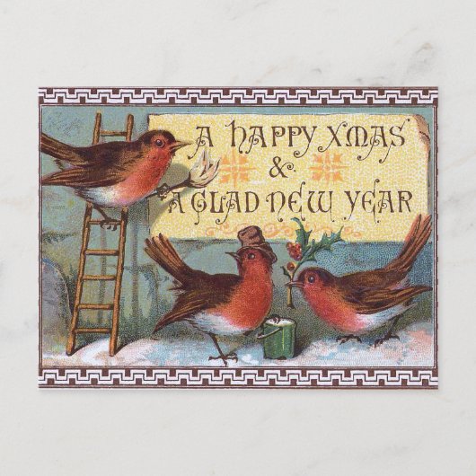 Drie charmante vogels feestdagenkaart (Voorkant)