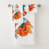 Drie Cheerful Long Stemmed Red Poppies 2 Bad Handdoek (Insitu)