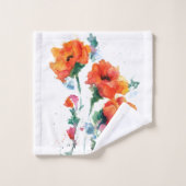 Drie Cheerful Long Stemmed Red Poppies 2 Bad Handdoek (Wasdoekje)