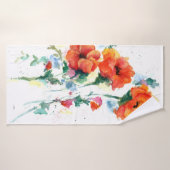 Drie Cheerful Long Stemmed Red Poppies Bath Towel Badhanddoek (Badhanddoek)