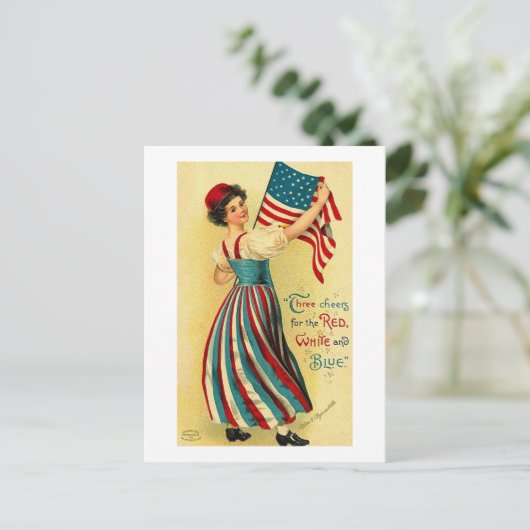Drie Cheers voor het Rode Wit en Blauw Briefkaart (Staand voorkant)
