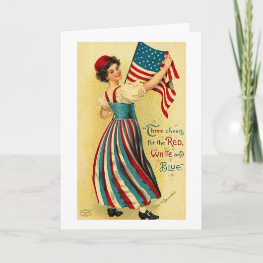 Drie Cheers voor het Rode Wit en Blauw Kaart (Voorkant)
