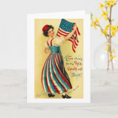 Drie Cheers voor het Rode Wit en Blauw Kaart (Gele Bloem)