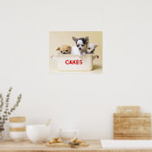 Drie chihuahua-puppies in taarttin poster (Keuken)